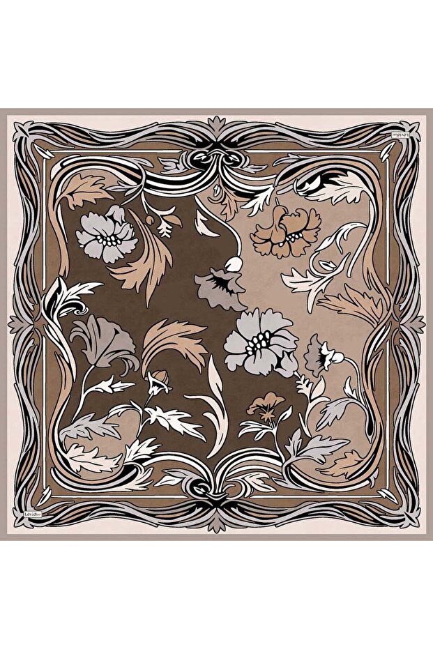 Coffee Edge Ivy Twill Silk Scarf