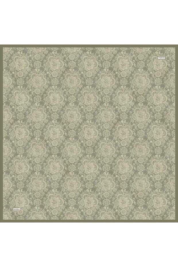 Green Enamel Floral Pattern Twill Silk Scarf