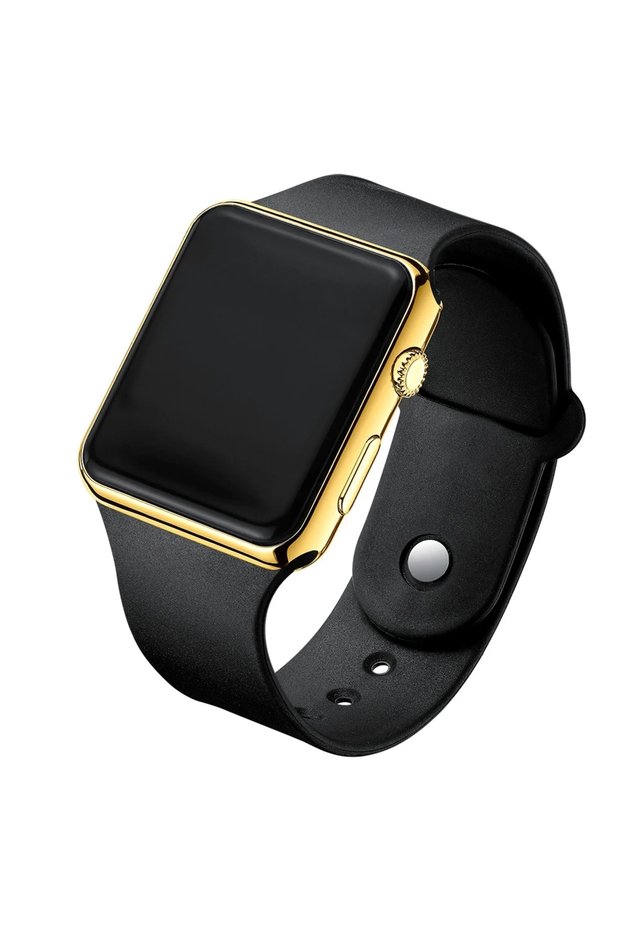 Gold New Fashion Women Men Square LED Digital Watch Students Sports Electronic Watch Couple Watches