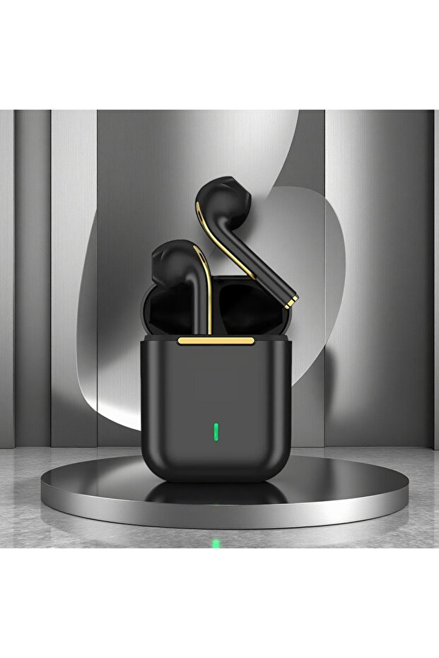 black J18 5.3 Earbuds Bluetooth Earphone, Dul-Channel with USB-C Charging Case HiFi Stereo, Sound In