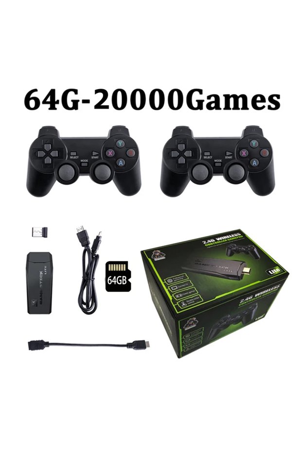 64GB 20000 Games Video Game Console 2.4G Double Wireless Controller 4K HDMI for PS1/SFC/NES TV & PC