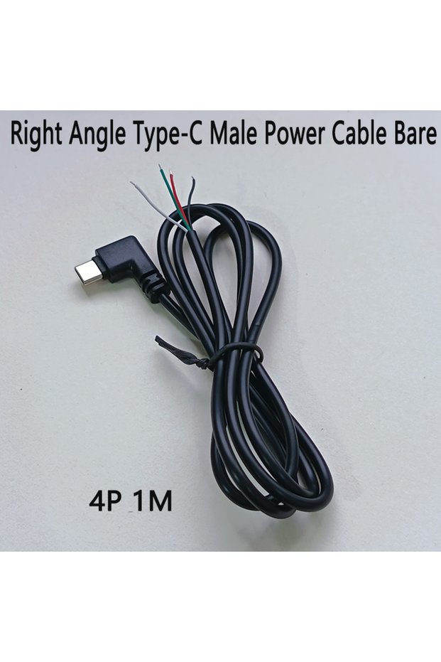 Type-C 4P 1M 1PC Right Angle USB 2.0 / Type-C Male Bare Wire Power Cable 2P 4P 0.25M/0.3M/1M Open En