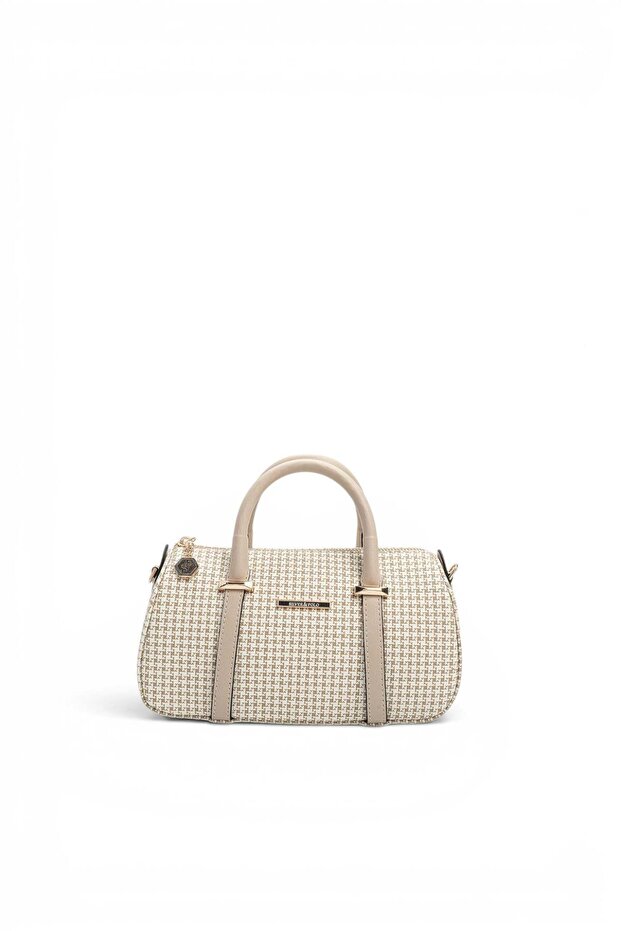 Sand - Sand Beige Crow's Feet Plaid Women's Handbag Sp1289