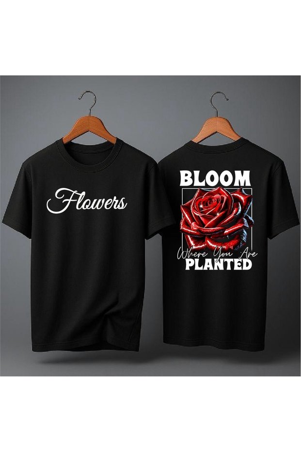 Eye-Catching Printed Oversize T-Shirt with Rose Design