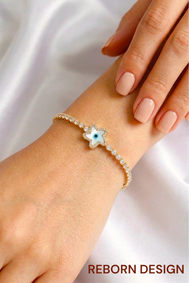 Zircon Stone Evil Eye Star Model Gold Color Elevator Bracelet