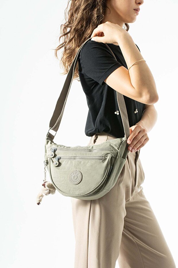 Women's Mink Shoulder Bag, Half Moon, Crossbody Crescent Bag with Strap, 20X30Cm