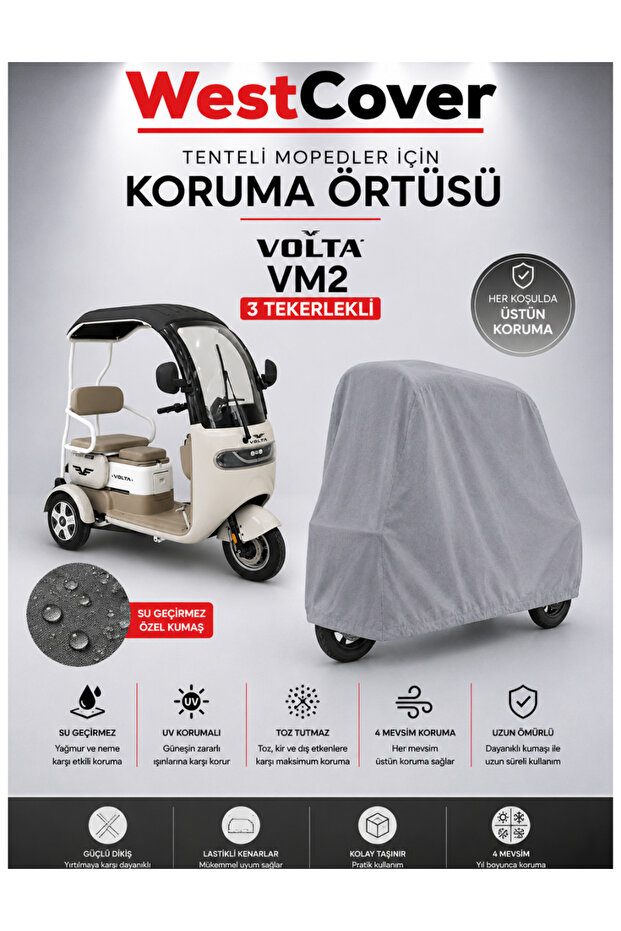 Volta Vm2 3-Wheel Electric Moped Compatible Waterproof | Uv Protector | Dustproof Protection Tarpaulin