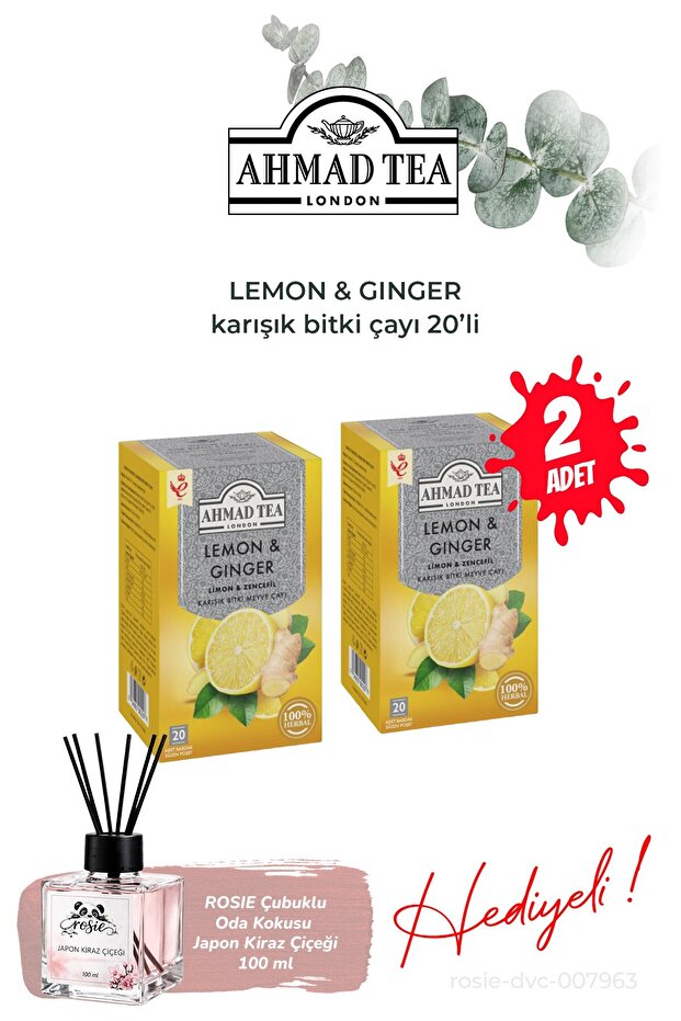 2 Packs of Lemon and Ginger Mixed Herbal Tea 20-Pack and Room Fragrance