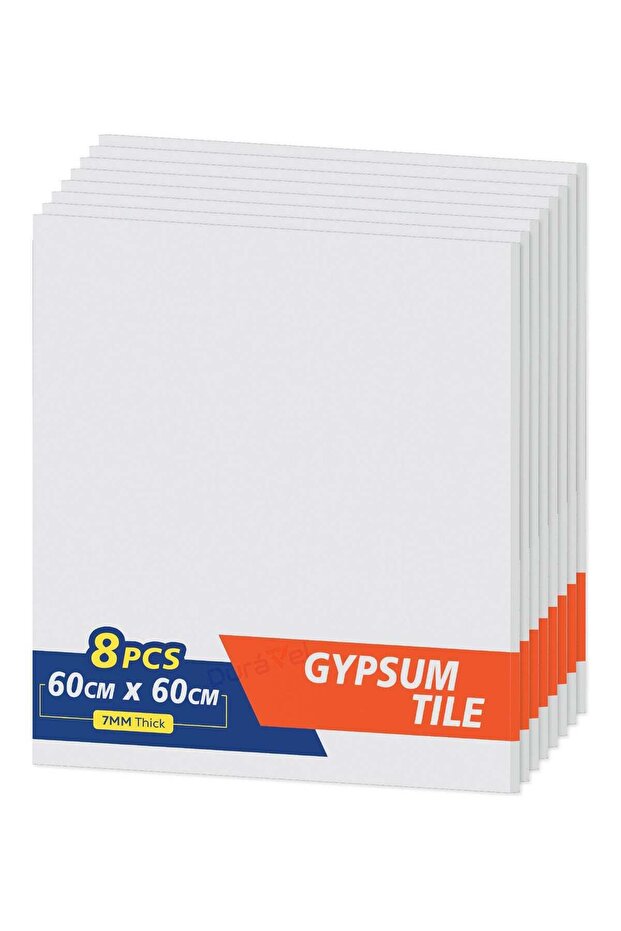 Gypsum False Ceiling Tile, Ultra-Thin White 600x600x7mm Pack of 8
