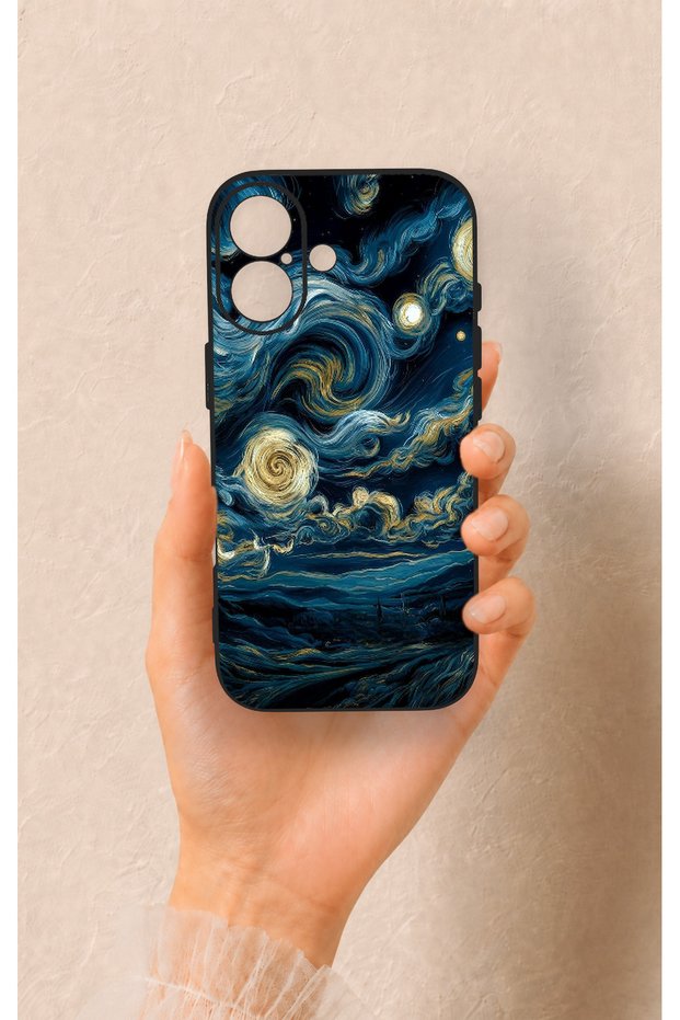 iPhone 17 Compatible Starry Night Pattern Silicone Case