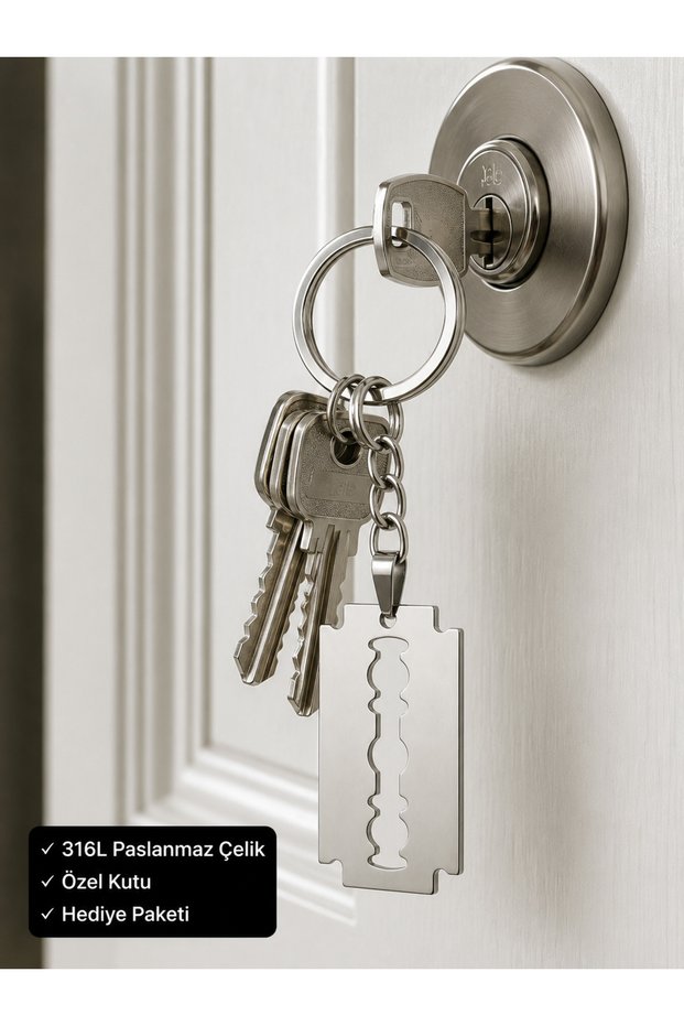 316L Stainless Steel Razor Blade Design Keychain – Unisex Stylish Metal Keychain