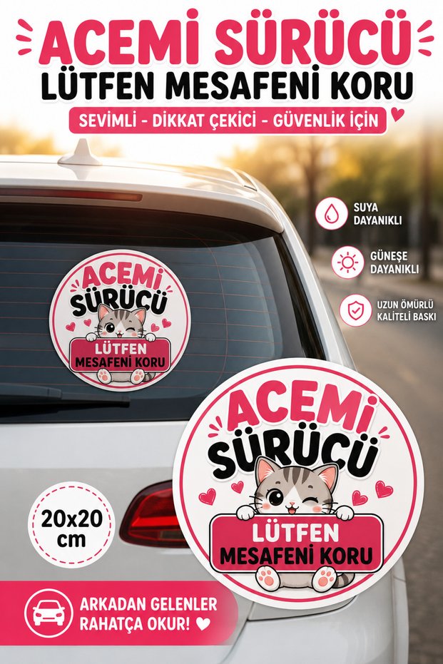 New Driver - Novice Driver - High-Quality Sticker - Please Keep Your Distance - 20X20Cm