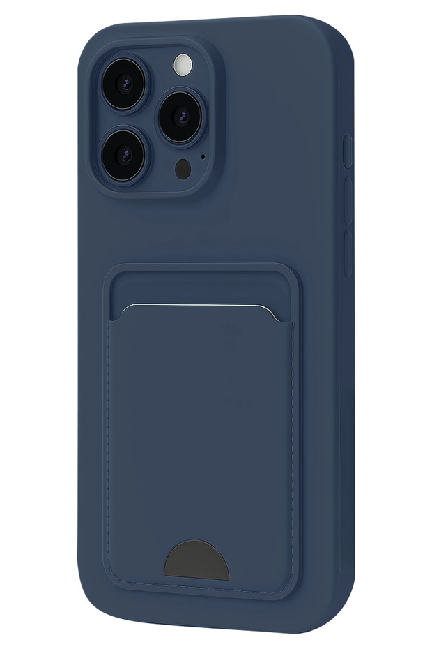 Aconcept iPhone 16 Pro Max Case Kelvin Silicone with Business Card Holder (95123) - Navy Blue