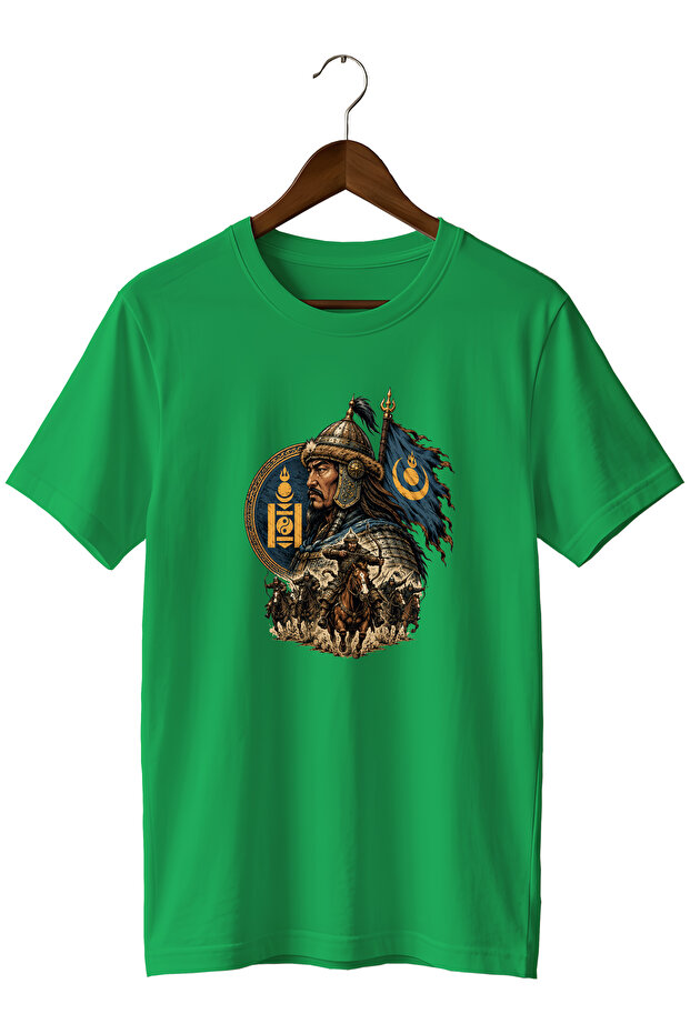 Mongolian Empire Warrior Printed Unisex T-Shirt – Horse-Armed Army and Steppe-Themed Design