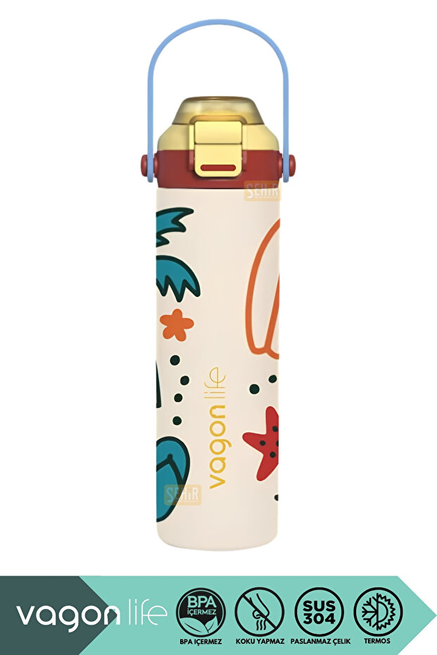600ml New Collection Patterned 6-Hour Hot/Cold Stainless Steel Thermos with Straw/Without Straw and Handle