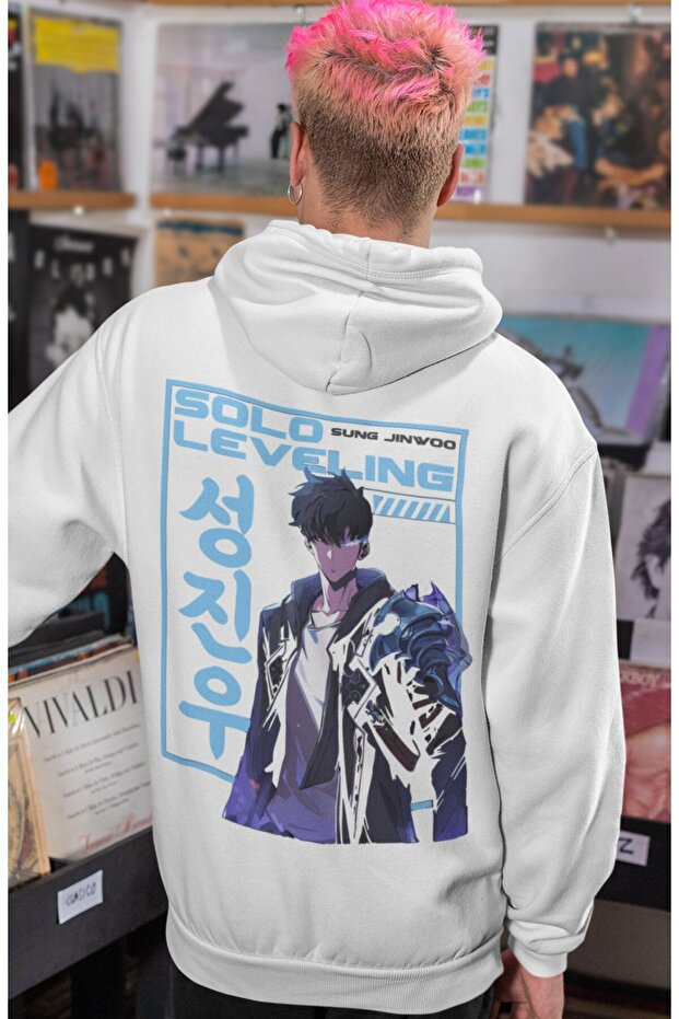 Solo Leveling Sung Jinwoo Anime Back Printed Unisex Oversize Combed Cotton Hoodie