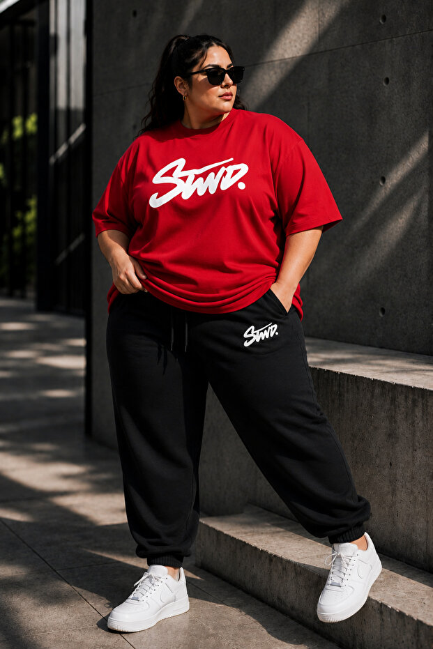 Women's Plus Size Oversize 2-Piece Set Comfortable Fit Wide Leg Sweatpants Set Casual Combination Xl-9Xl