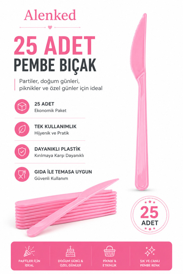 Pink Plastic Blades 25-Pack