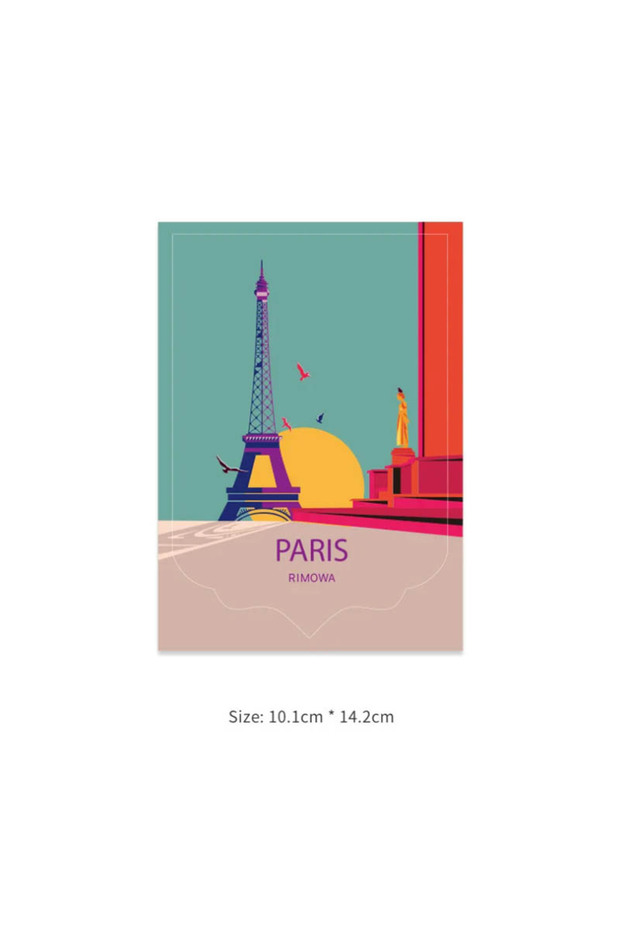 Paris Fashionable Laptop Suitcase Stickers Various Countries Urban Landscape Tourism Decals Fridge L
