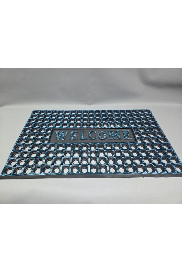 Blue Color Rubber Welcome Mat - Non-Slip Base Indoor and Outdoor Entrance Mat