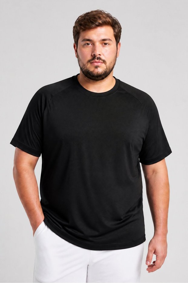Men Slim Fit Short Sleeve Training T-Shirt, Black