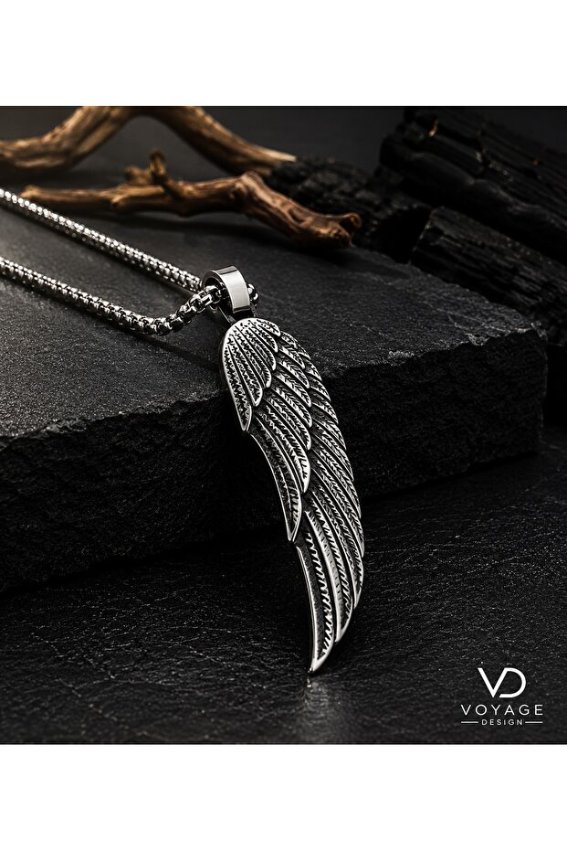 Stainless Steel Gothic Style Angel Wing Necklace