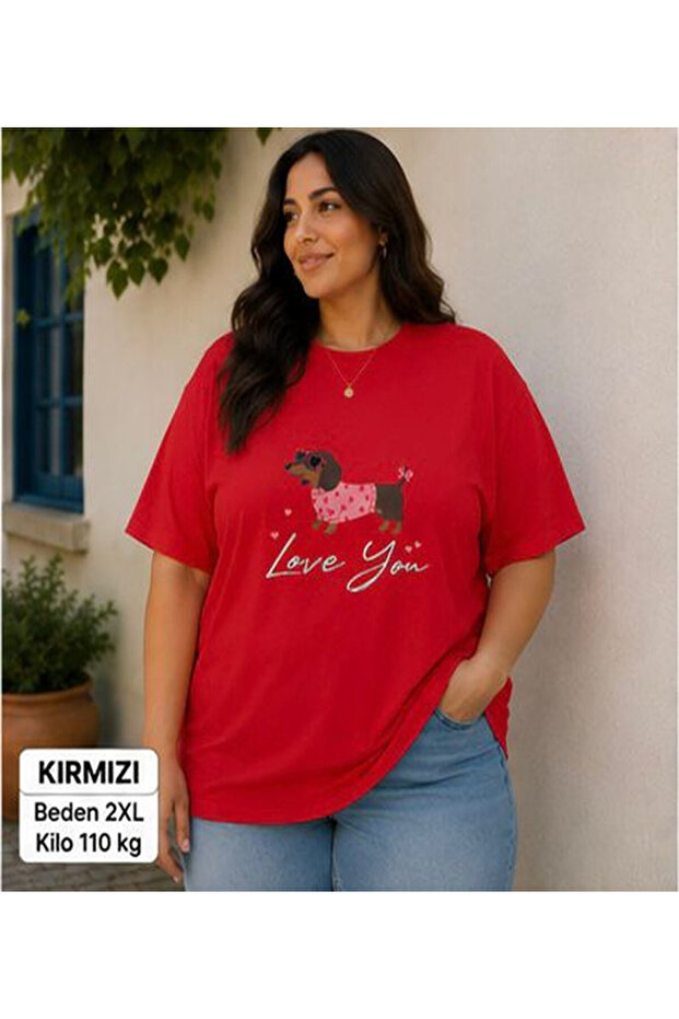 Women's Plus Size Basic Love You Digital Printed T-Shirt