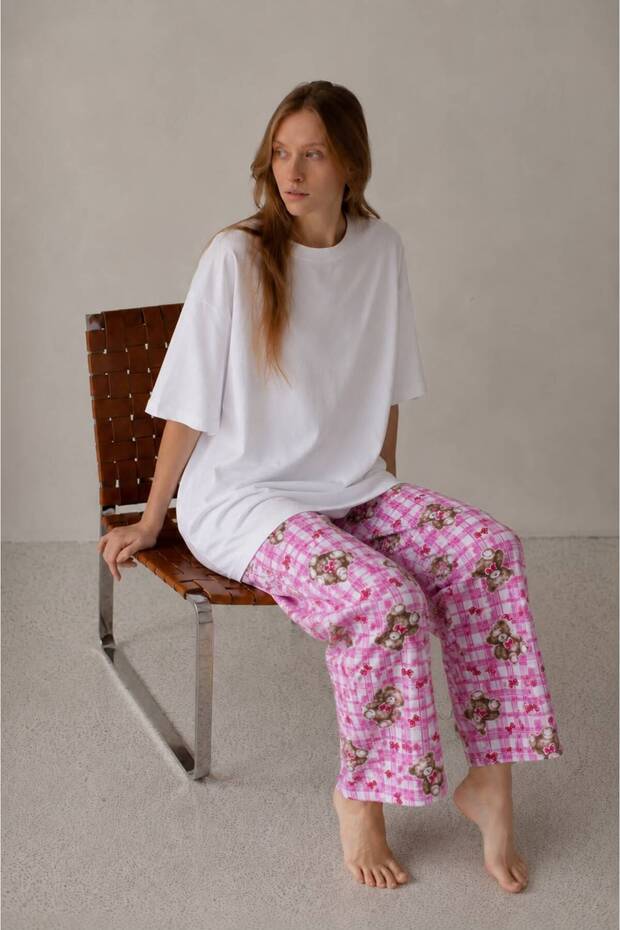 Women's 100% Cotton Patterned Oversize Pajama Set