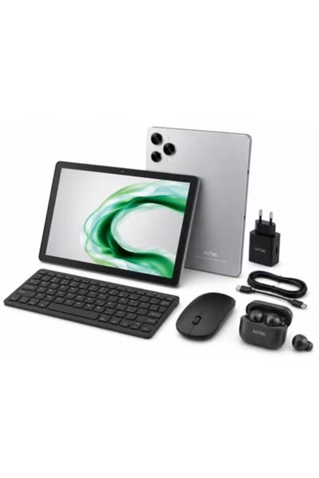 تابلت T2000 بشاشة 10.1 بوصة FHD Incell، رام 16 جيجابايت، ذاكرة 1 تيرابايت، يدعم 5G، نظام Android 15، مع كيبورد عربي وماوس وسماعة بلوتوث وشاحن