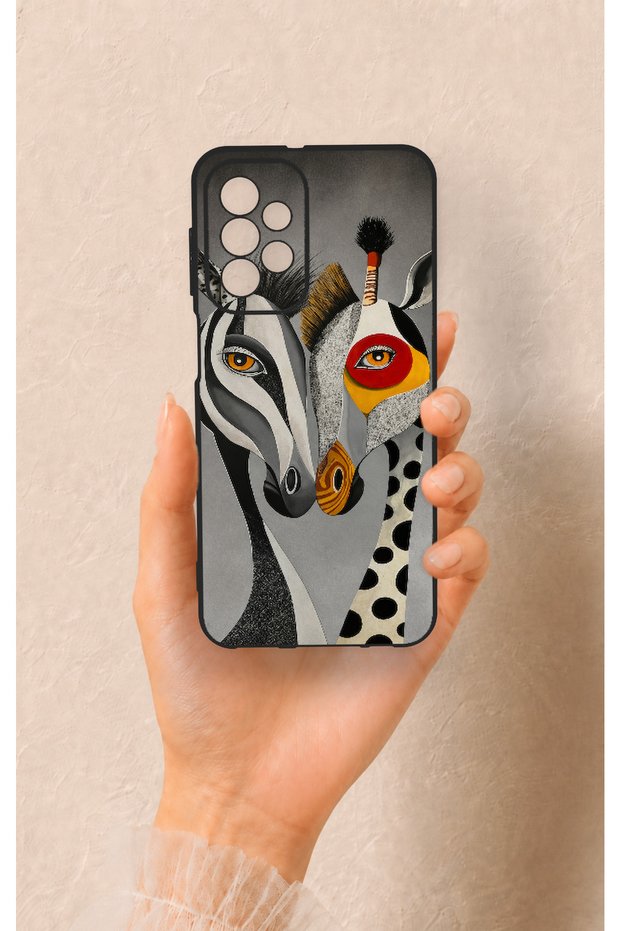 Samsung A23 Compatible Zebra and Giraffe Patterned Silicone Case