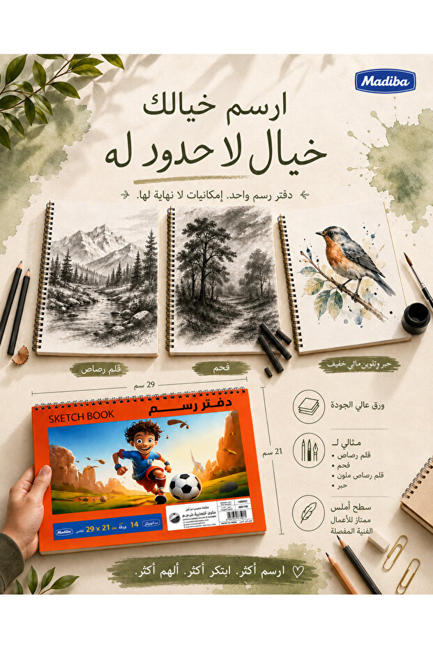 دفتر رسم حلزوني A4 – 14 ورقة