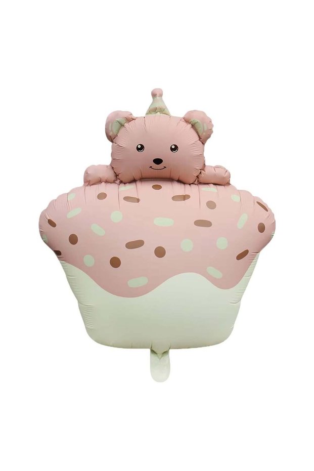 Retro Pink Bear Cake Foil Balloon 72X52Cm