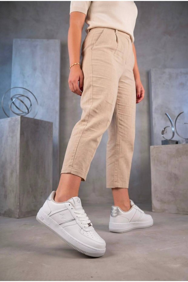 Women's White Silver Sneaker Daily Walking Sports Shoes 067-K