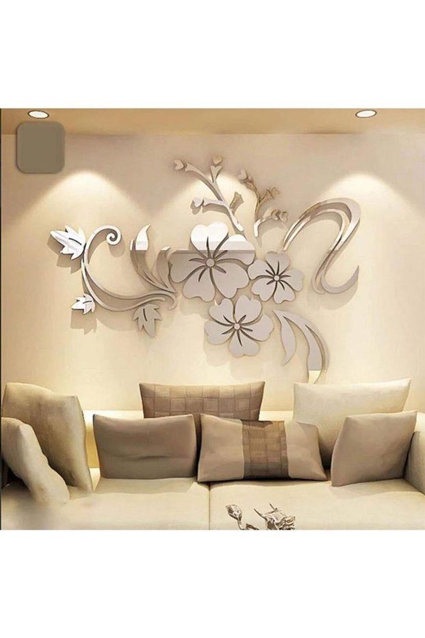 Wall Stickers 3D Flower Mirror Family Wall Decals Living Room Wall Decor Mirror Stickers for Walls Decor Living Room Home Decorations Room Decor for Office Sofa Bedroom Mirror Decals, 75*100cm