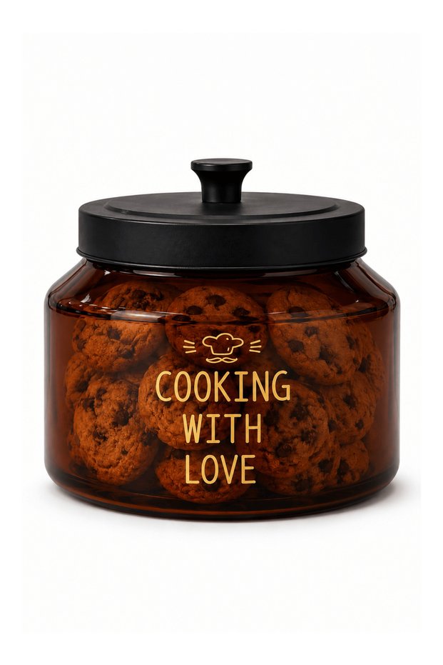 1.5 L Amber Glass Jar with Metal Lid Wide Mouth Cookie and Dry Food Storage Container