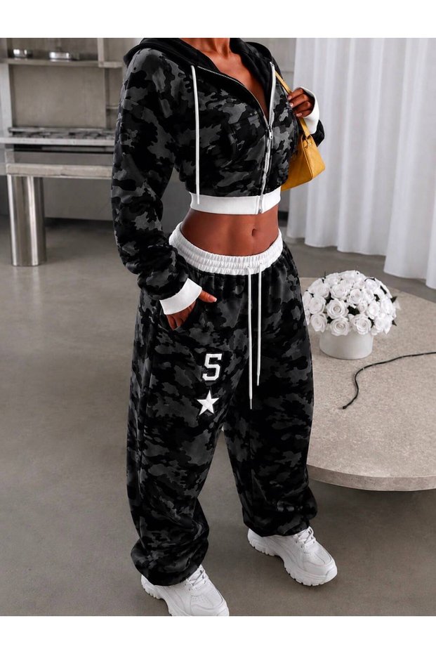 Y2K Camouflage Premium Baggy Tracksuit Set