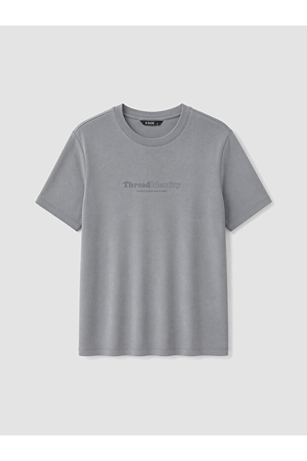 Gray Standard Fit Crew Neck Interlock Men's T-Shirt