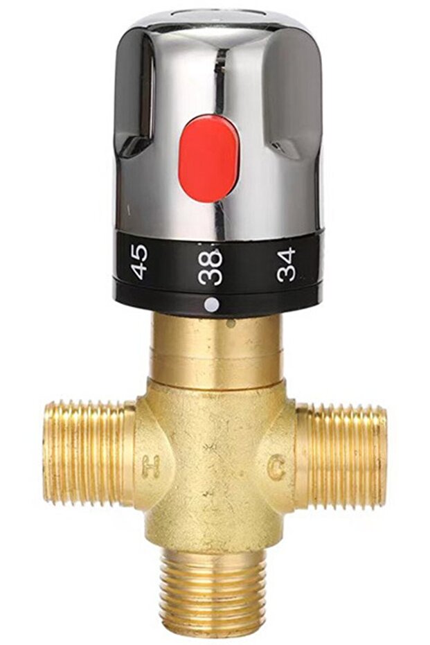 Solid Brass G1/2 Three-Way Thermostatic Water Temperature Control Mixing Valve