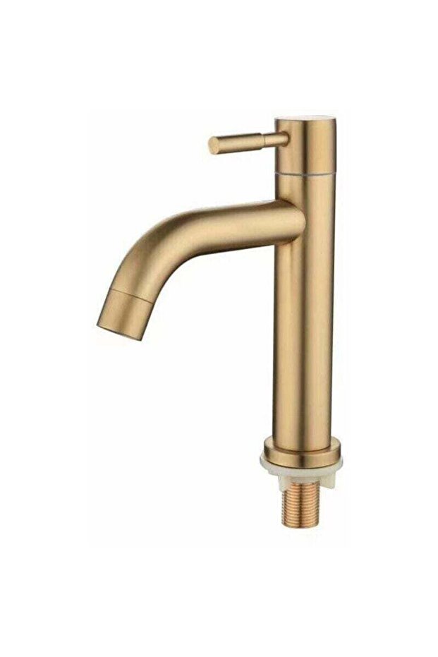 Single-handle basin faucet, made of cold brass, single-hole, brushed gold finish