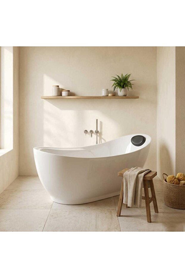 Royal Modern White Bath Tub with Headrest