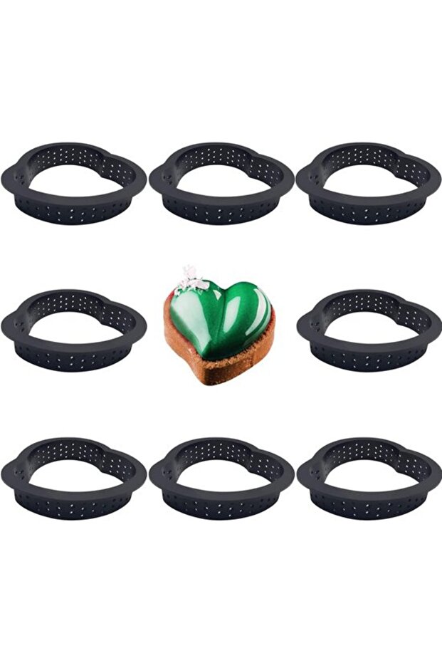 8-Piece Heart-Shaped Silicone Mousse Baking Molds Set Cake Quiche DIY Pan