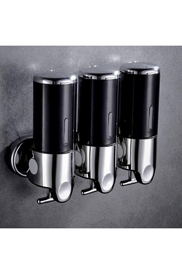 Wall-Mount soap dispenser - Three reservoirs - 3 x 500 ml - SS - Large capacity - Refillable - Shampoo dispenser - Hanging soap dispenser - Soap pump