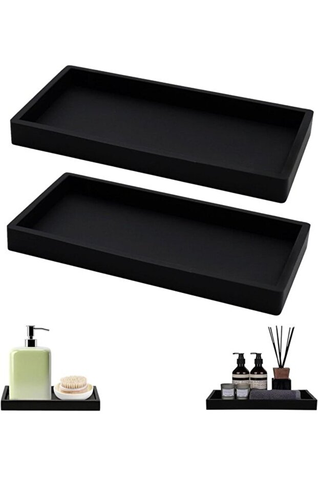 Silicone Bathroom Tray 2-Piece Set - Bathroom Storage Organizer