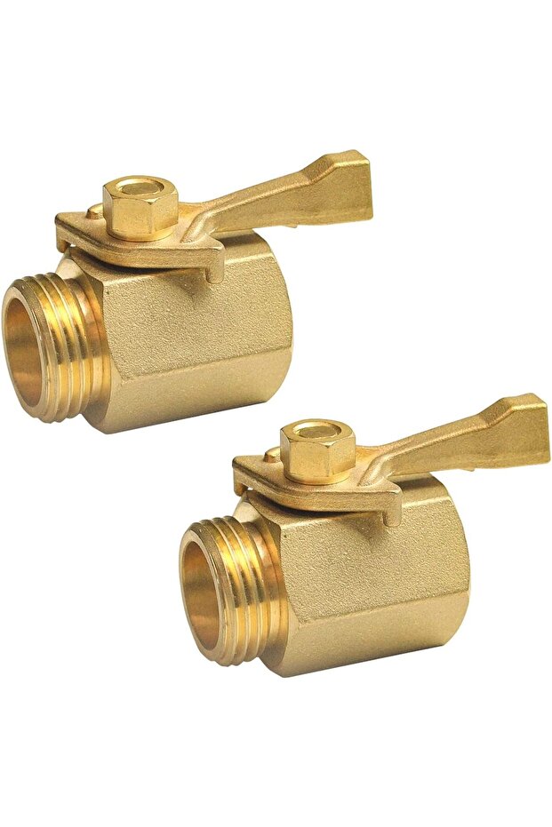 2-Piece Solid Brass Garden Hose Shut-Off Valve, 3/4 Inch (approx. 1.9 cm), Gate Valve, Hose Valve, Faucet Connector