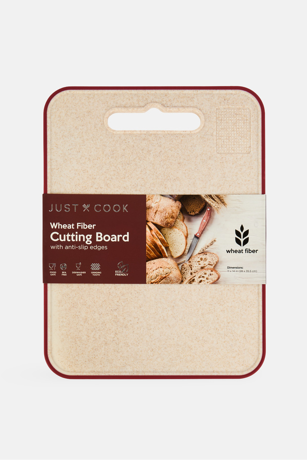 Wheat Fiber Cutting Board With Anti Slip Edges, Beige