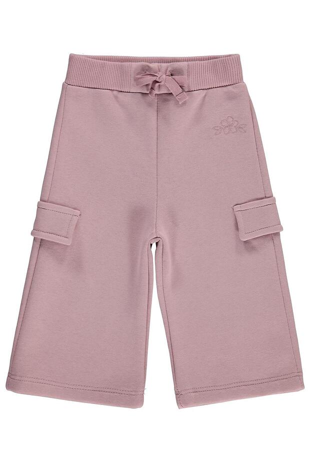 Floral Embroidered Basic Cargo Sweatpants for 6-18 Months - Lilac