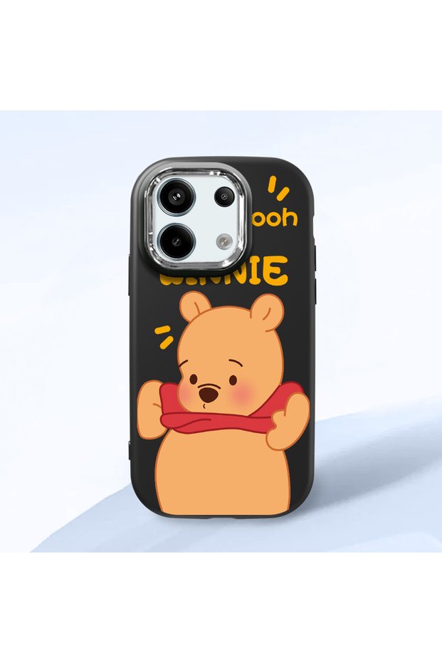Redmi Note 13 Pro 5g Compatible Case Camera Protector Black Silicone Couple Phone Case with Bear Pattern