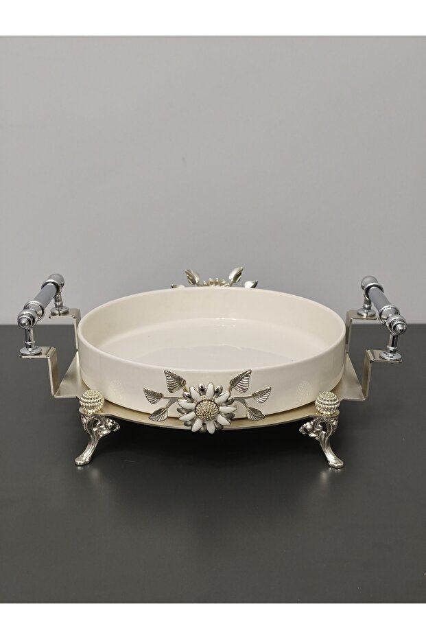 Special Laser-Cut Luxury Oven Bowl with Figures and Silver Details