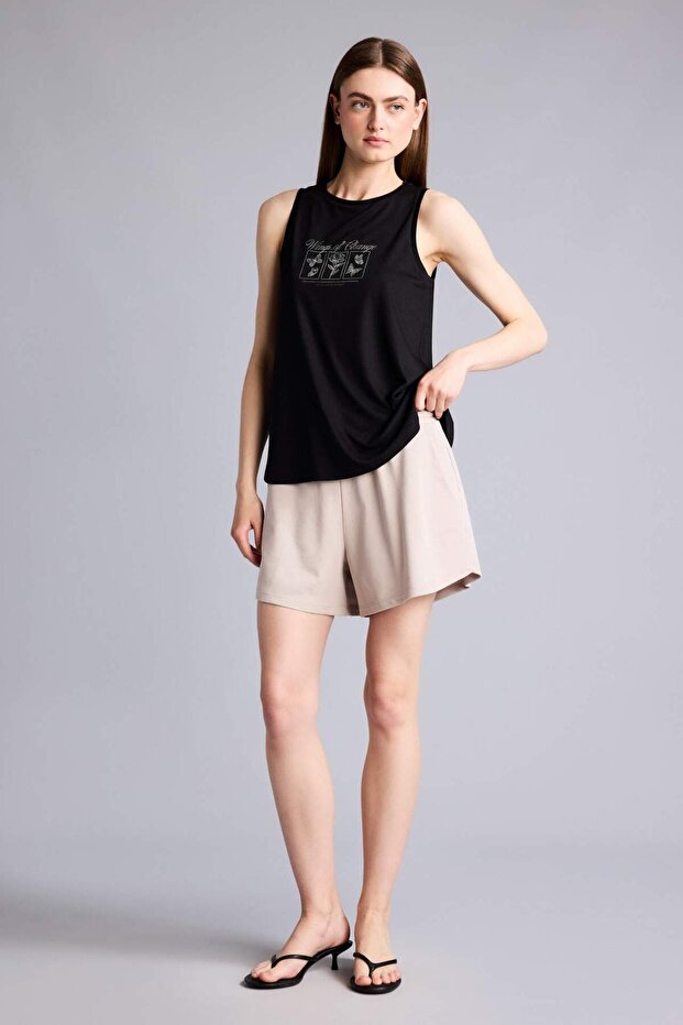 Relax Fit Flexible Waisted Bermuda Shorts with Pockets F3470Ax26Sm