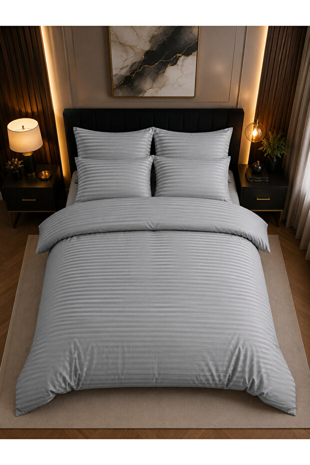Striped Satin Double Duvet Cover Set Diamond Series